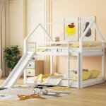 Lit superpos� 140x200cm avec toboggan et �chelle lit cabane double haut pour chambre denfant lit enfant ...