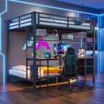 Lit superposé 2 / 3 places 90 / 140x200cm lit enfant lit mezzanine en métal avec étagère tiroirs bureau ... Lit superposé 2 / 3 places 90 / 140x200cm lit enfant lit mezzanine en métal avec étagère tiroirs bureau ...