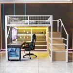 Lit superposé 2 places 140x200 avec led lit mezzanine escalier de rangement et penderie lit enfant sommier ... Lit superposé 2 places 140x200 avec led lit mezzanine escalier de rangement et penderie lit enfant sommier ...