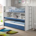 Lit superpos� 3 couchages + bureau bleu 90x200 - bleu - terre de nuit