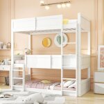 Lit superposé 3 places 90 * 200 cm lit mezzanine design haute clôture lit enfant avec sommier à lattes ... Lit superposé 3 places 90 * 200 cm lit mezzanine design haute clôture lit enfant avec sommier à lattes ...