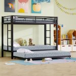 Lit superposé 3 places 90x190 / 200 en métal avec sommierlit enfant avec lit gigogne 90 * 190 et barrières ... Lit superposé 3 places 90x190 / 200 en métal avec sommierlit enfant avec lit gigogne 90 * 190 et barrières ...