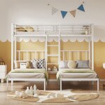 Lit superpos 3 places 90x200cm - mtal renforc avec garde - corps scuris table intgre et chelle ...
