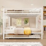 Lit superpos� 4 places 140x200cm lit adult avec lit gigogne lit enfant barri�res de s�curit� et sommier ...