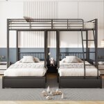 Lit superpos� 4 places avec tiroirs lit mezzanine transformable en lit double 140x200cm et deux lits ...