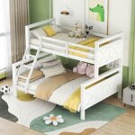 Lit superpos 3 places 140 (90) x 200 cm lit enfant lit adolescent avec chelle et garde - corps divisible ...