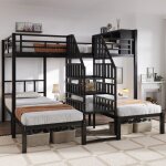Lit superpos� 3 places 90x200cm / 140x200cmlit enfant avec sommierlit mezzanine avec rangement au chevetcadre ...