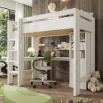 Lit superpos� 90�200 cm enfant avec bureau en l et tiroirs avec recharge usb / type c lit simple avec ...