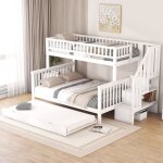 Lit superpos� 90 x 200 cm et 140 x 200 cm lit enfant avec tiroir de rangement et escalier lit 2 personnes ...