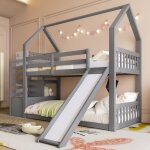 Lit superposé 90 x 200 cm avec escalier de rangement et toboggan lit enfant avec barrières lit 2 personnes ... Lit superposé 90 x 200 cm avec escalier de rangement et toboggan lit enfant avec barrières lit 2 personnes ...