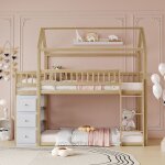Lit superpos 90 x 200 cmforme maisondesign clture de scuritavec commode de rangement et tagres ...
