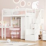 Lit superpos� 90x200 cm avec armoire et bureau lit multifonctionnel avec rangement cadre de lit adulte ...