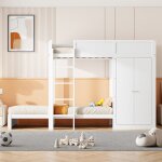 Lit superpos lit 90x200 cm - lit enfant avec marche verticale de scurit armoire haute design - sweiko ...