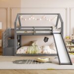 Lits superpos�s 90x200 cm avec escalier de rangement et toboggan lit mezzaninelit cabane enfant avec ...