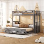 Lit superposé 90x200 cm pour filles et garçons lit enfant double cadre de lit avec Échelle et lit extensible ... Lit superposé 90x200 cm pour filles et garçons lit enfant double cadre de lit avec Échelle et lit extensible ...