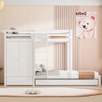 Lit superpos lit 90x200 cm avec lit gigogne lit denfant avec armoire tiroirs et compartiment de rangement ...