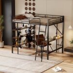 Lit superpos� 90x200 cm lit mezzanine pour enfants adolescents et adultes avec bureau et trois grandes ...
