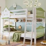 Lit superpos 90x200 cm lit simple enfant avec protection contre les chutes et barreaux avec toit et ...