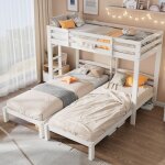 Lit superpos� 90x200 cm lit triple avec �chelle lat�rale pour enfants et adolescents lit enfant �quip�e ...