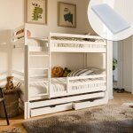 Lit superposé 90x200 + lit gigogne - 3 matelas inclus - lit 3 places - 2 tiroirs - lit convertible en ... Lit superposé 90x200 + lit gigogne - 3 matelas inclus - lit 3 places - 2 tiroirs - lit convertible en ...