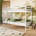 Lit superpos 90x200cm en bois - protection anti - chute - sommier  lattes - chelle incluse - transformable ...