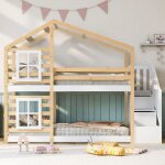 Lit superposé 90x200cm lit cabane avec 3 escaliers de rangement Échelle lit surélevé avec clôture de ... Lit superposé 90x200cm lit cabane avec 3 escaliers de rangement Échelle lit surélevé avec clôture de ...