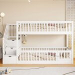 Lit superposé 90x200cm lit enfant avec escalier de sécurité et tiroirs lit mezzanine avec sommier à lattes ... Lit superposé 90x200cm lit enfant avec escalier de sécurité et tiroirs lit mezzanine avec sommier à lattes ...