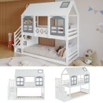 Lit superpos 90x200cm - escalier 3 casiers de rangement - toit & fentres - scurit en747 - sommier ...