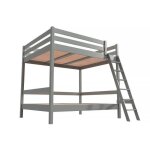 Lit superposé adulte 2 places en bois massif sylvia 160x200 gris - abc meubles Lit superposé adulte 2 places en bois massif sylvia 160x200 gris - abc meubles