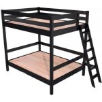 Lit superpos adulte abc meubles sylvia 140x200 noir - bois massif - 2 places - gain de place