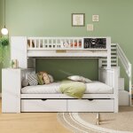 Lit superposé avec armoires de rangement lit mezzanine enfant en bois 90 / 140 x 200cm avec tiroirs planche ... Lit superposé avec armoires de rangement lit mezzanine enfant en bois 90 / 140 x 200cm avec tiroirs planche ...
