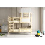 Lit superpos� cabane eryk 90x190 bois massif naturel 2 places barri�re de s�curit� sommier s�parable ...