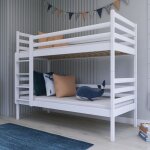 Lit superposé convertible 90x200cm - 2x matelas + barrière de lit + sommier à lattes inclus - 2 lits ... Lit superposé convertible 90x200cm - 2x matelas + barrière de lit + sommier à lattes inclus - 2 lits ...