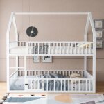 Lit superpos� enfant 140x200 blanc m�tal design mezzanine avec escalier et porte au lit inf�rieur - id�al ...