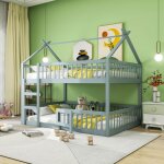 Lit superpos enfant 140x200 garde - corps haute scurit lit superpos structure bois massif escalier ...