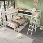 Lit superposé enfant 140x200cm / 90x200cm lit 3 place 2 personnes avec tiroirs de rangement bureau et ... Lit superposé enfant 140x200cm / 90x200cm lit 3 place 2 personnes avec tiroirs de rangement bureau et ...