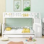 Lit superpos enfant 3 places 90 / 140 * 200cm lit mezzanine avec escalier scurit lit gigogne et sommier ...