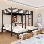 Lit superpos enfant 3 places 90 / 140 x 200 cm lit adulte lit triple en mtal avec 2 tiroirs 4 compartiments ...