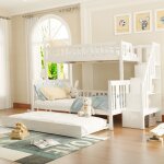 Lit superpos enfant 3 places 90 / 140 x 200 cm lit triple lit double en bois avec lit gigogne et chelle ...