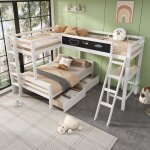Lit superposé enfant 3 places 90 / 140 x 200cm lit triple lit mezzanine adulte en bois avec bureau 2 ... Lit superposé enfant 3 places 90 / 140 x 200cm lit triple lit mezzanine adulte en bois avec bureau 2 ...