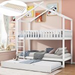 Lit superpos� enfants 3 places 90x200 avec lit gigogne 90x190lit superpos� cabane 3 places - barri�res ...