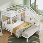 Lit superpos� lit pour enfants 90 * 200cm + 140 * 200cm avec penderie et escalier de rangement grand ...