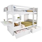 Lit superposé enfant 90 x 200 cm avec 2 tiroirs bureau rabattable étagère et échelle sommier à lattes ... Lit superposé enfant 90 x 200 cm avec 2 tiroirs bureau rabattable étagère et échelle sommier à lattes ...