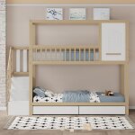 Lit superpos� pour enfant 90 x 200 cm lit double en bois massif barri�re de s�curit� �chelle de s�curit� ...