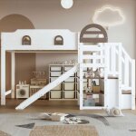 Lit superposé enfant 90 x 200 cm avec fenêtre et glissade lit mezzanine avec escalier rangement 2 casiers ... Lit superposé enfant 90 x 200 cm avec fenêtre et glissade lit mezzanine avec escalier rangement 2 casiers ...
