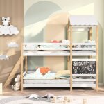 Lit superpos enfant 90 x 200lit combin avec toboggan lit cabane avec barriere lit enfant bois massif ...