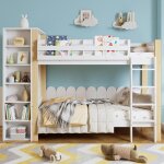 Lit superpos enfant 90x200 avec armoire intgre - 6 tagres & structure pin & pb - scurit en747 ...