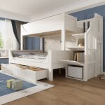 Lit superpos� enfant 90x200 cm / 140x200 cmlit superpos� 3 places avec �chelle et tiroirslit enfant avec ...