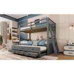 Lit superposé enfant 90x200 cm adapté aux filles lit double avec échelle et cadre de lit extensible avec ... Lit superposé enfant 90x200 cm adapté aux filles lit double avec échelle et cadre de lit extensible avec ...