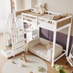 Lit superposé enfant 90x200 cm avec bureau 3 tiroirs escalier 4 marches avec rangement étagère ouverte ... Lit superposé enfant 90x200 cm avec bureau 3 tiroirs escalier 4 marches avec rangement étagère ouverte ...